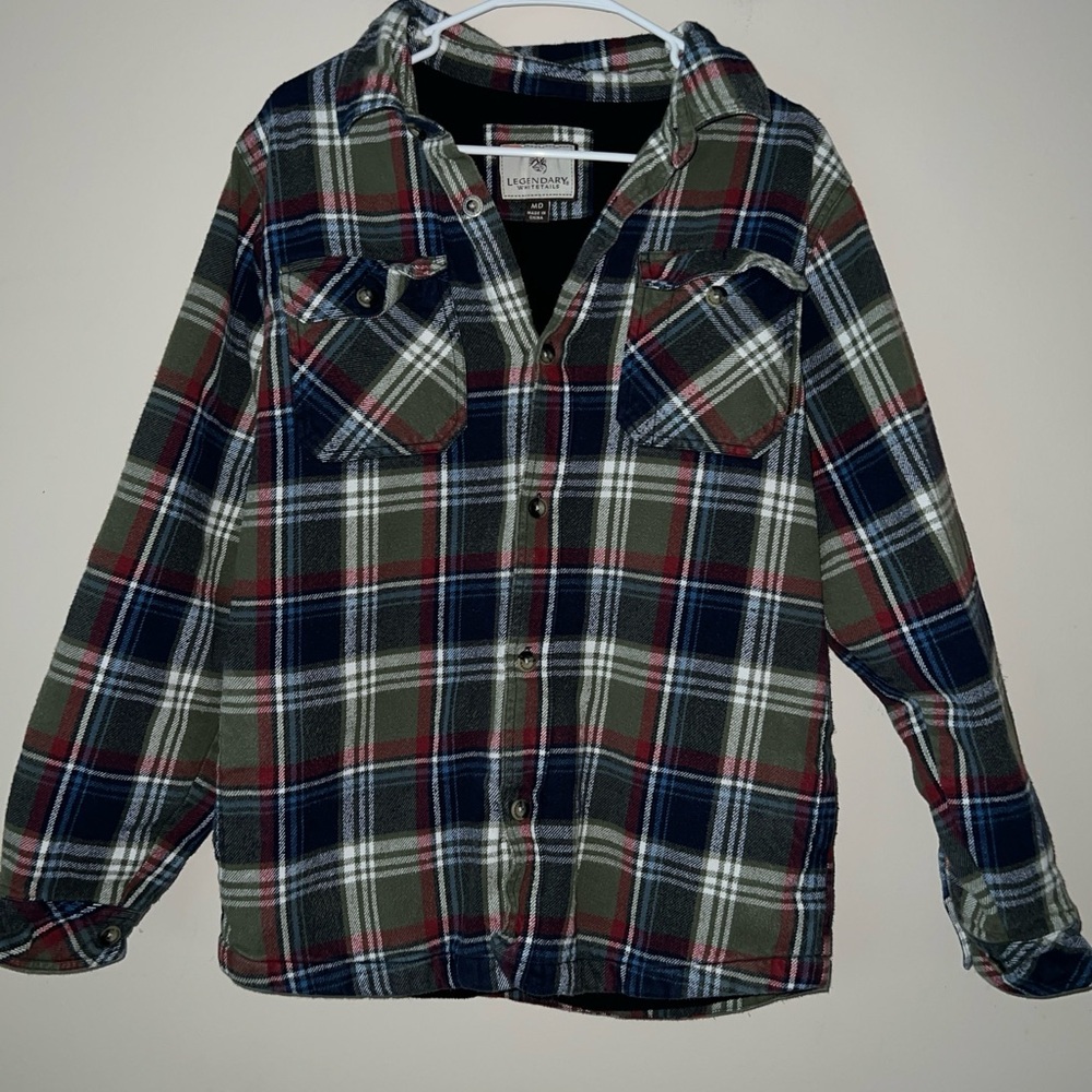 Legendary Whitetails Mens M Fleece Lined Flannel Shirt Jacket Plaid Shacket